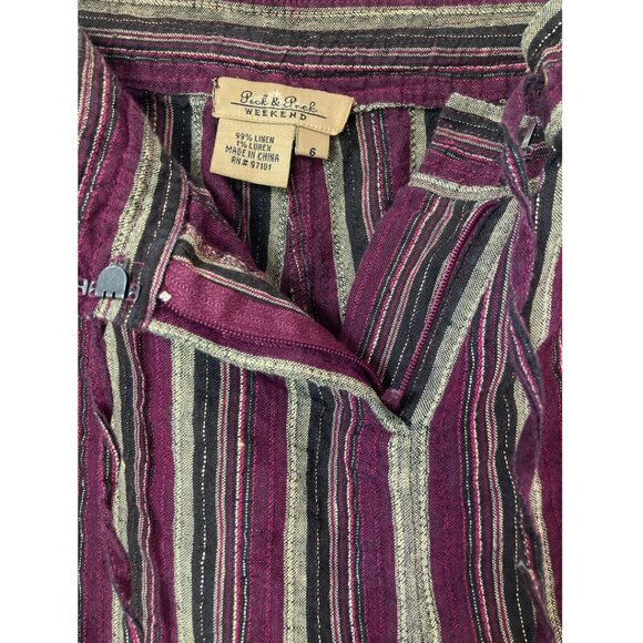 Vintage Peck & Peck Striped Linen Capri Pants - Picture 3 of 5